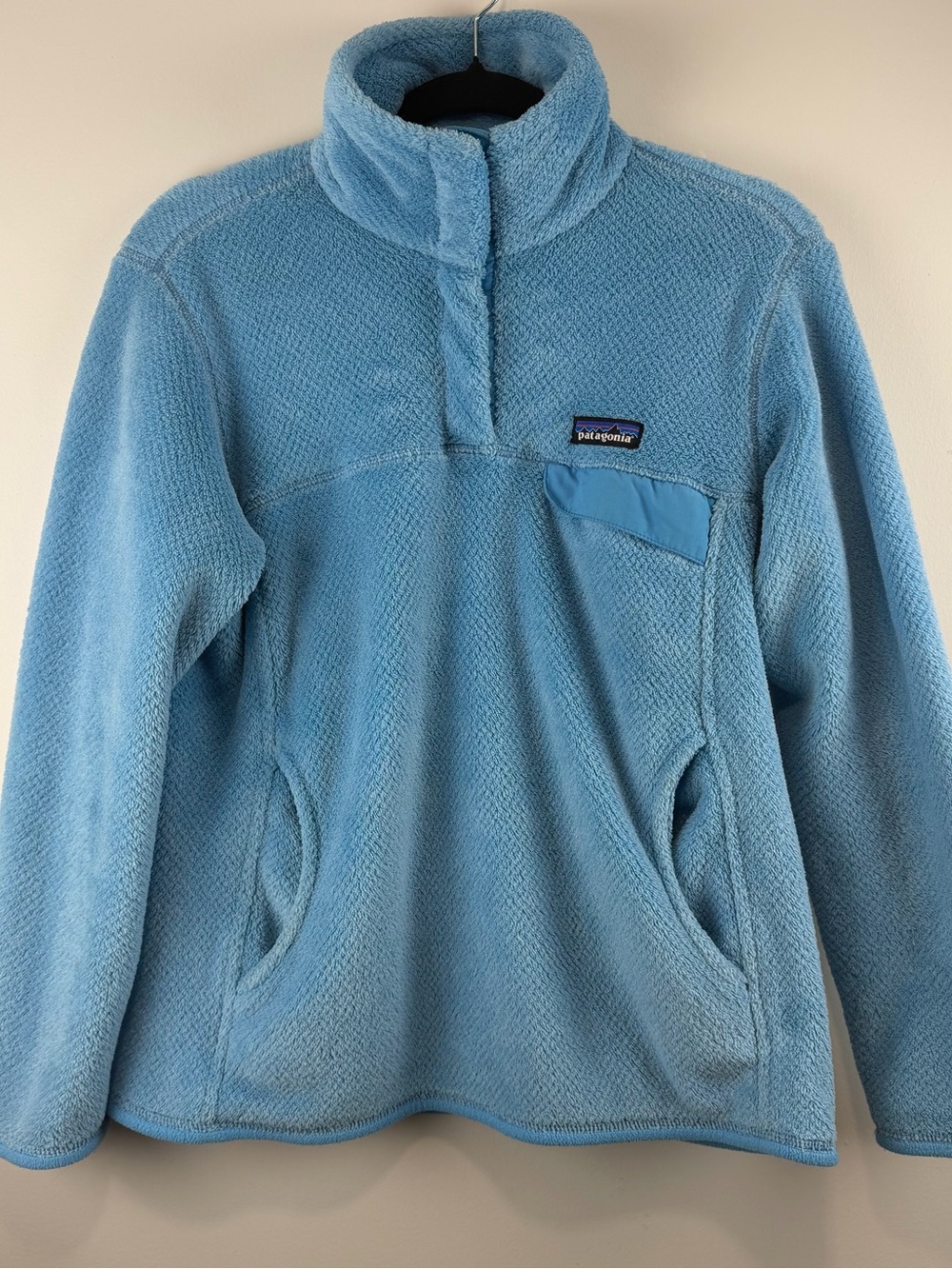 Patagonia Fleece Pullover Women’s Blue Re-Tool Snap-T Sherpa Cozy Deep Pile Sz M